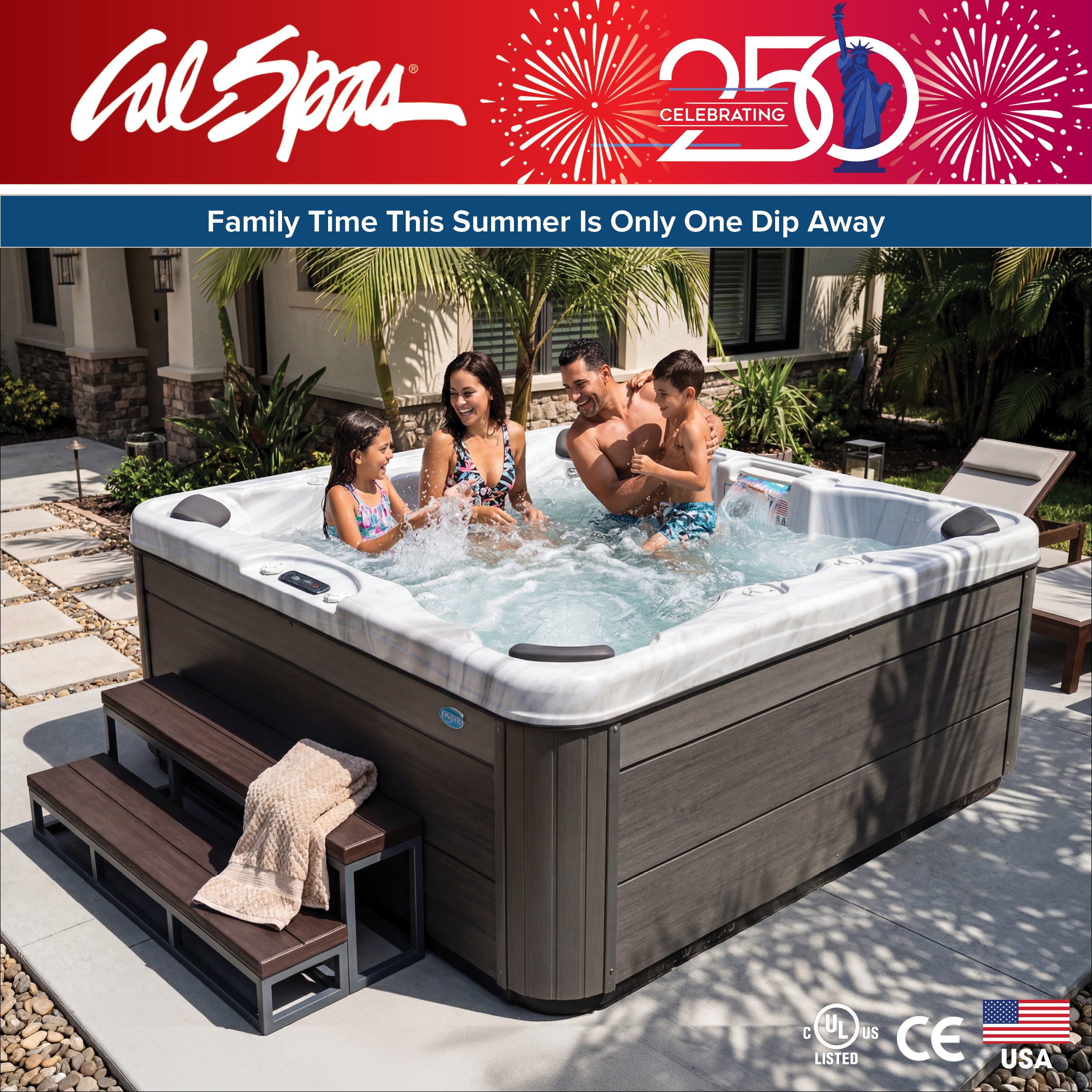 Calspas hot tub being used in a family setting - Lamesa